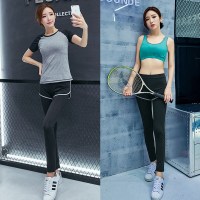 春夏新款健身房瑜伽服女显瘦运动套装跑步服三件套速干衣大码