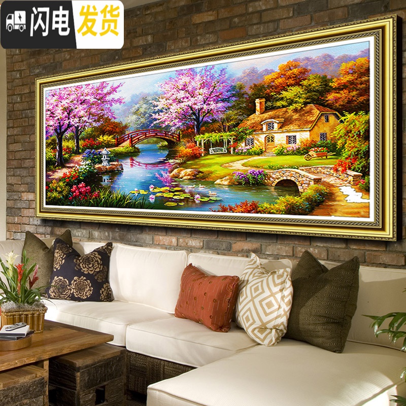 三维工匠钻石画满钻2019新款绣5D客厅梦幻家园仙居小屋贴 炫彩魔方+点钻[220*100厘米]多送钻量30十字绣高清大图