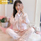 YUNWUXIN睡衣女春秋韩版甜美长袖加大码胖mm200斤夏季冰丝家居服套装睡衣