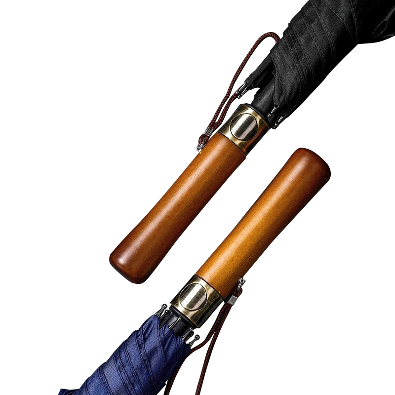 三极户外(Tri-Polar) TP7060复古8骨自动高尔夫木柄伞直杆 黑色 伞高清大图