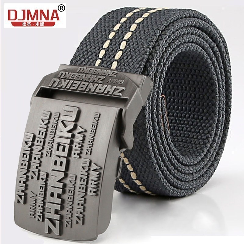 家柏饰(CORATED)德基米娜男女士帆布腰带青年学生皮带布带男生休闲户外帆布裤带 字母扣灰120cm