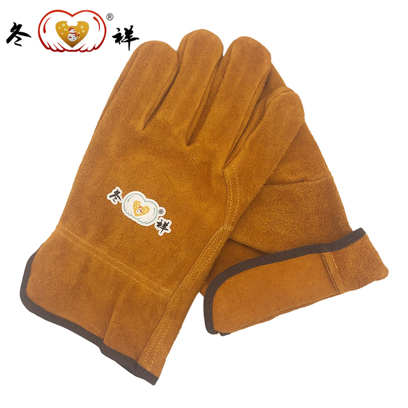 冬祥防护牛二层短款焊工五指手套一副高清大图