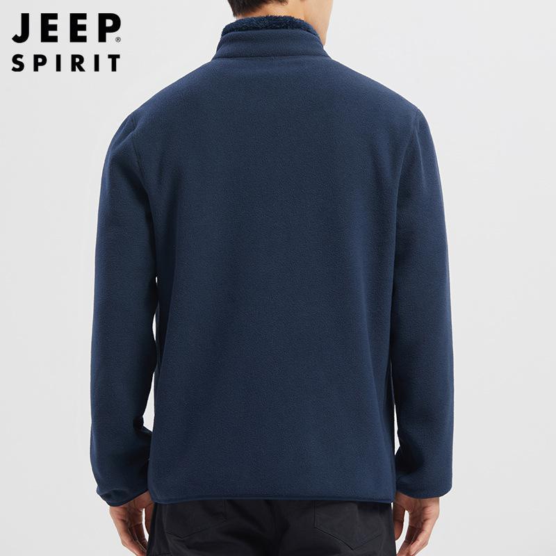 JEEP吉普冬装摇粒绒外套男冬季加绒加厚羊羔绒抓绒衣拉链卫衣