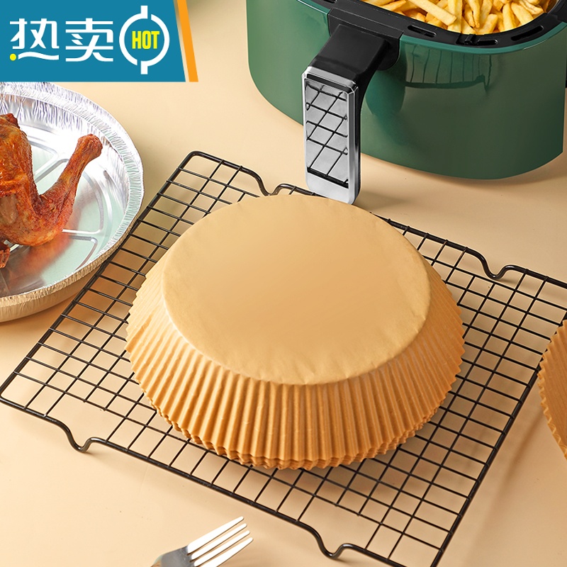 敬平山本空气炸锅专用纸吸油纸锡纸方形油纸垫家用烘焙纸盘垫纸6寸l2 [大号加厚]本色50张(5-8L炸锅用)买高清大图