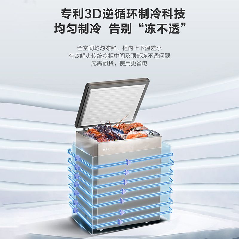 海尔(Haier)142升家用卧式冰柜冷柜小冰箱 专利减霜80% 150h断电保护 BC/BD-142GHPCA