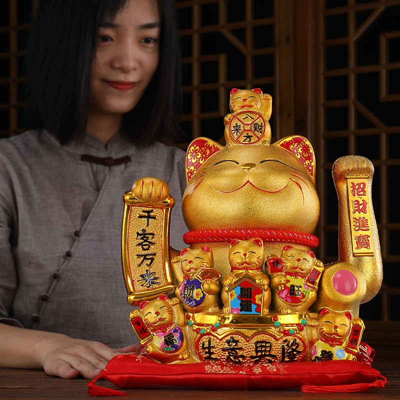 美帮汇金色猫摆件电自动招手摇手店铺开业礼品存钱罐小厅家居装饰品高清大图
