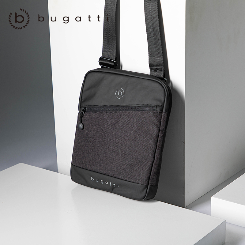 bugatti 德国轻奢品牌 男士单肩包商务休闲户外学院风大容量新款男包竖款个性潮流斜跨包男
