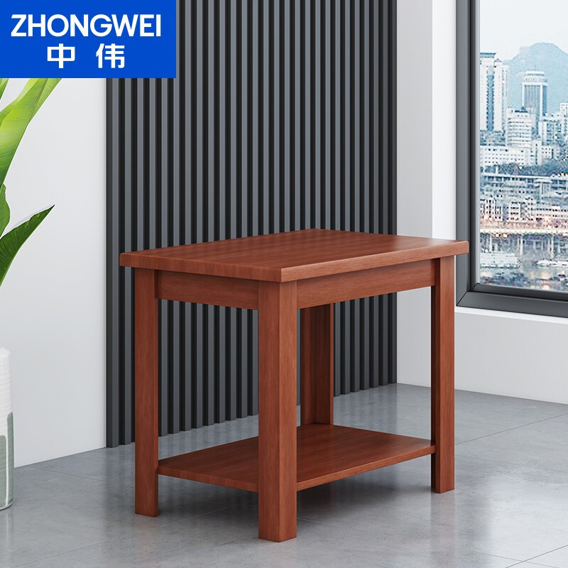 中伟(ZHONGWEI)实木贴皮茶几 木制 油漆办公方几 600*400双层