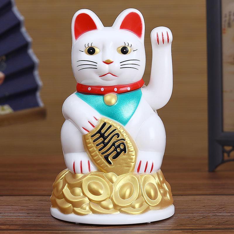 电池猫电动摇手塑料摆件店铺开业收银台摆设家居中国大陆 三维工匠 特大号白