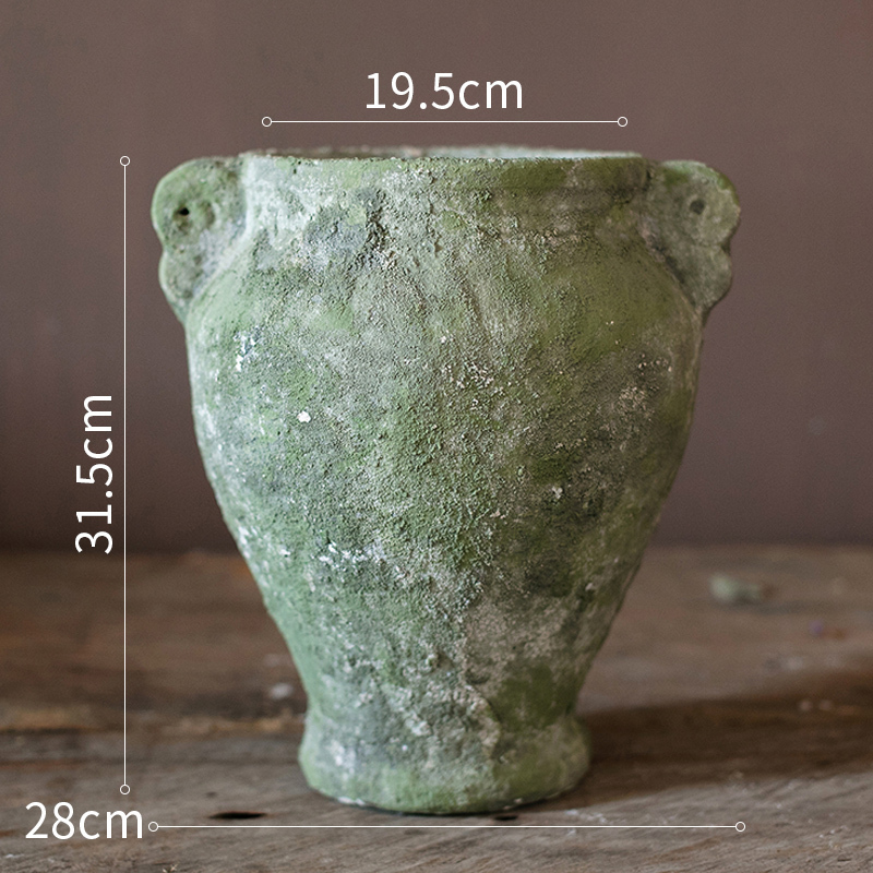 美帮汇手工陶罐粗陶花盆花瓶 多肉大口陶盆复古花器土陶红陶插干花 双耳花盆(小号) 大高清大图