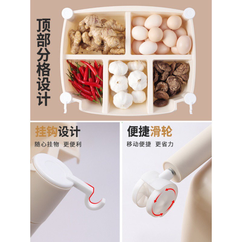 厨房放菜架子家用蔬菜置物架带轮多层零食收纳筐篮子小推车有轮子收纳层架 三维工匠高清大图