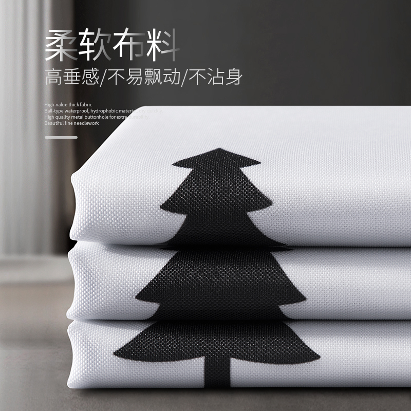 北欧浴帘洗澡间窗帘厕所帘防水加厚浴室隔断帘淋浴帘杆套装_1高清大图