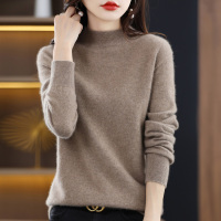 2025冬春新款无缝一体羊绒衫女修身针织打底衫半高领打底衫洋气100%纯羊毛套头毛衣针织上衣服羊毛衫内搭显瘦打底衫女
