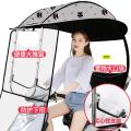 雅迪爱玛绿源新日车型通用电动摩托车挡雨棚新款电瓶车防晒防雨挡风罩加厚车棚遮阳伞雨篷蓬 【限时特惠】大推窗-灰_咪-有镜拍