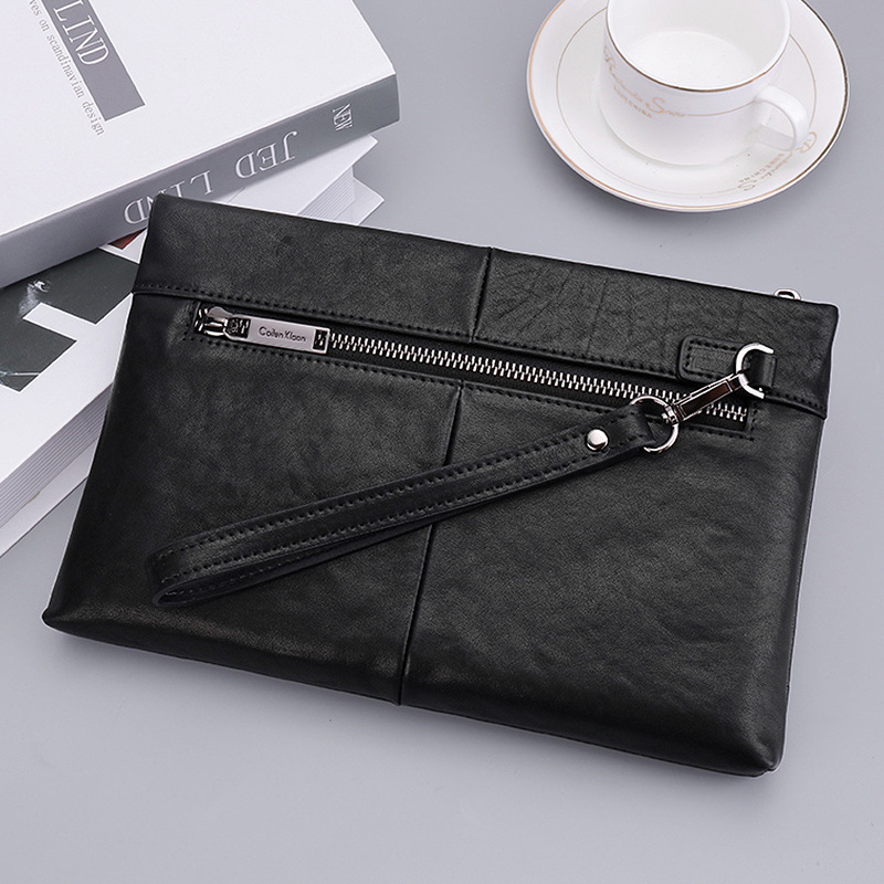 ck正品caecnkoen男士手拿包真皮信封包青年大容量夹包商务品牌手抓包