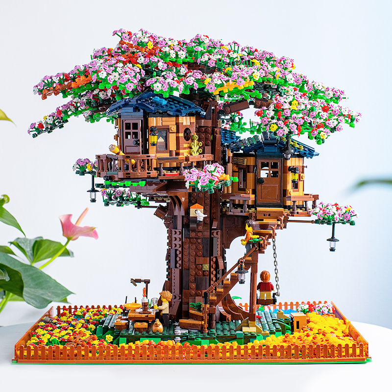 兼容乐高街景高砖世纪树屋老渔屋高难度组拼装积木房子模型玩具