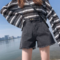 轻奢世家牛仔短裤女夏季新款白色高腰直筒牛仔裤韩版卷边显瘦超短裤子