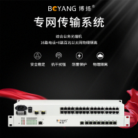 博扬 综合业务光端机 16路电话+8路百兆以太网物理隔离 单纤20km 机架式 BY-16P8EV-20KM