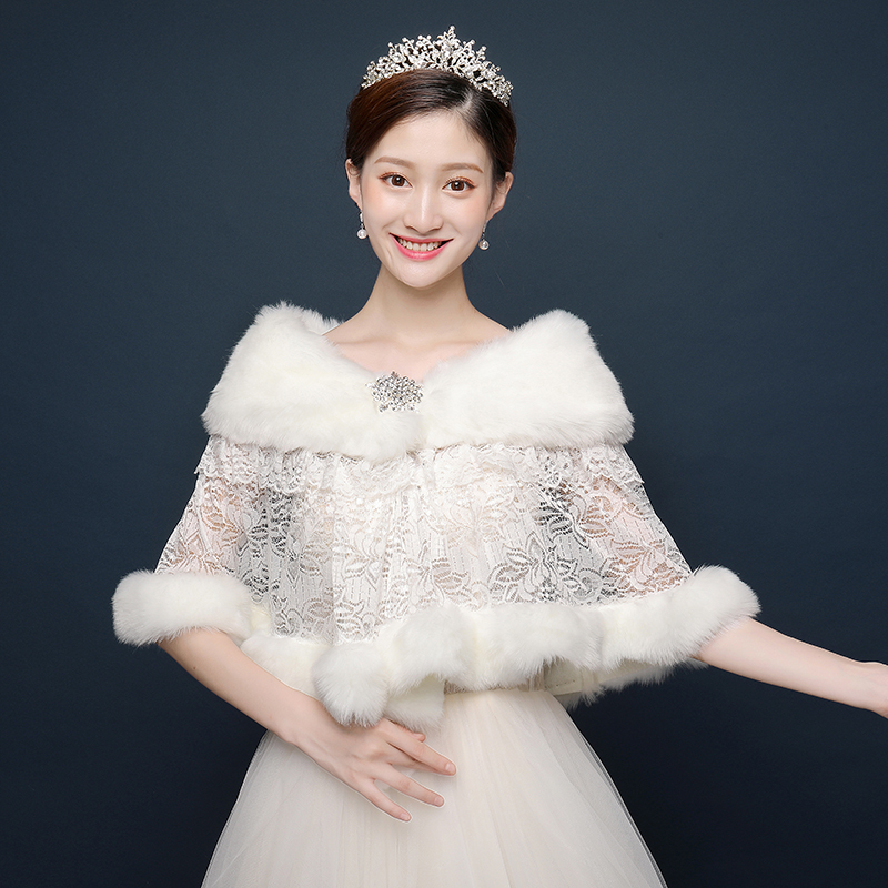 热卖新款新娘毛披肩加厚红色修身保暖结婚纱礼服秋冬季红白色外套袄子