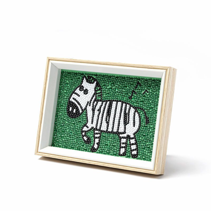 钻石画儿童diy手工制作材料益智贴钻画卡通女孩假期玩具斑马大小钻带