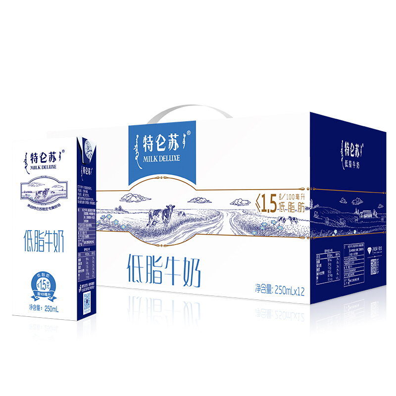 蒙牛 特仑苏 低脂牛奶250ml×12盒 苗条装