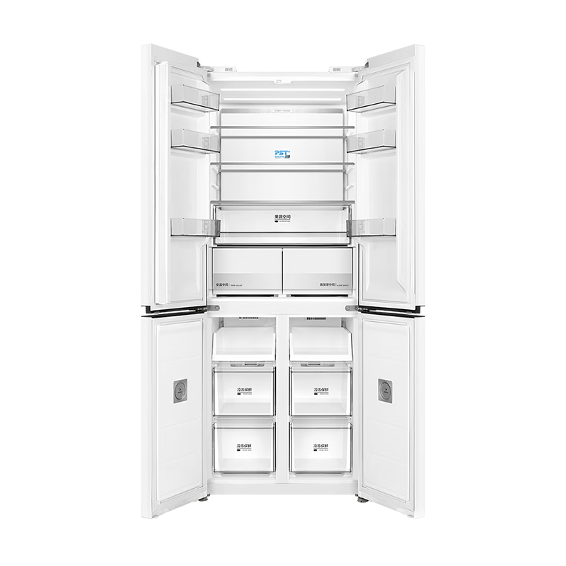 美的(Midea)冰箱435升十字四门智能净化除菌纯平全嵌保鲜智能家用电冰箱BCD-435WUSGPZM 凝光白
