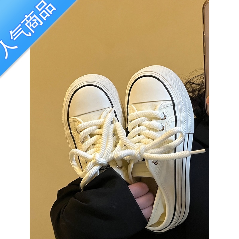 SUNTEK林先叁 两穿厚底帆布鞋女学生夏季透气百搭增高休闲板鞋2023新季高清大图