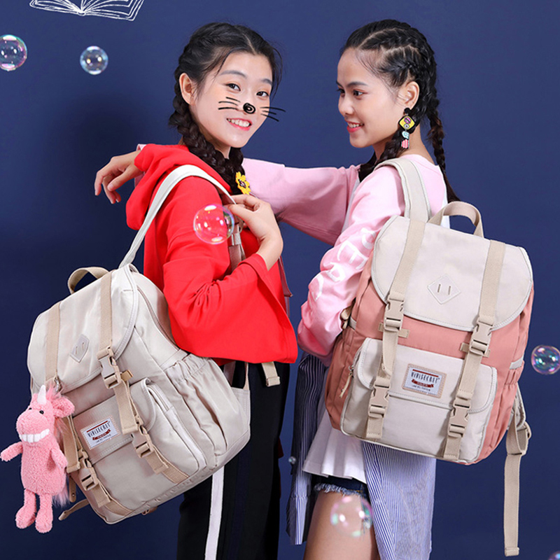 新款书包女韩版原宿ulzzang15.6寸电脑背包双肩包女高中生百搭学院风高清大图