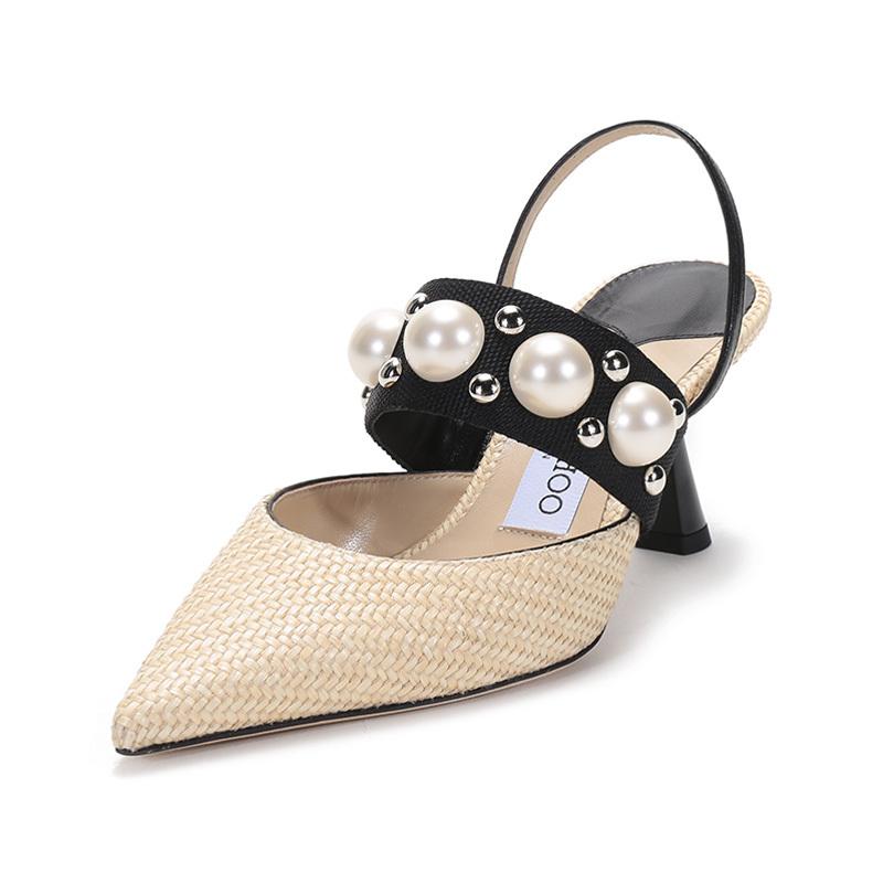 周仰杰 jimmy choo 女士 织物马蹄跟高跟凉鞋露跟鞋breslin 65 abg