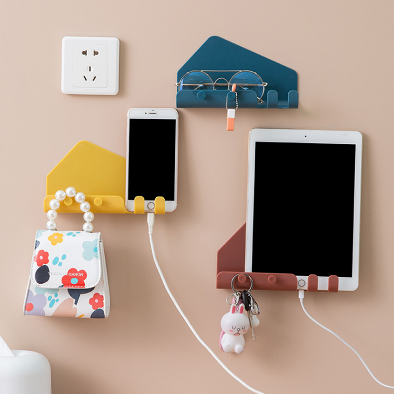 火豹墙壁床头粘贴式充电手机支架 壁挂置物架 墙上桌面充电手机放置架