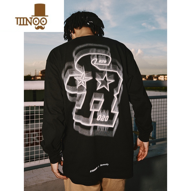 YANXUSTA X RMD 国潮SR幻影上衣潮牌情侣打底衫宽松长袖t恤男女高清大图