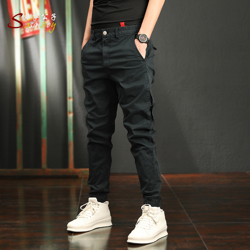 YUANSU萨萨公子2020秋冬季百搭 束脚男裤子韩版 加绒侧口袋休闲裤男潮流休闲裤