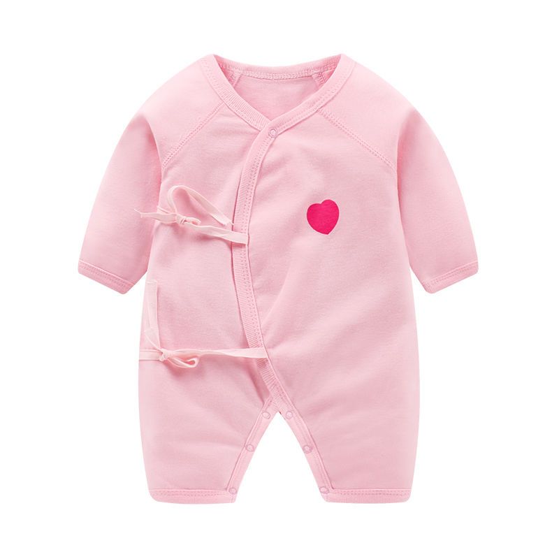 新生婴儿儿衣服 0-3个月满月宝宝连体衣男初生和尚服春秋潮服哈衣 HDY001粉爱心 52