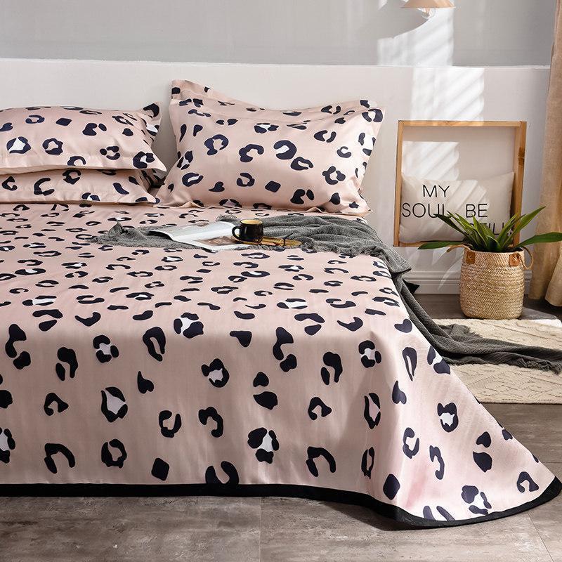 家柏饰(CORATED)冰丝凉席1.8m床三件套夏季折叠可水洗床单可机洗1.5米夏天软席子 床单款凉席-咖豹纹 1.8m（6英尺）床