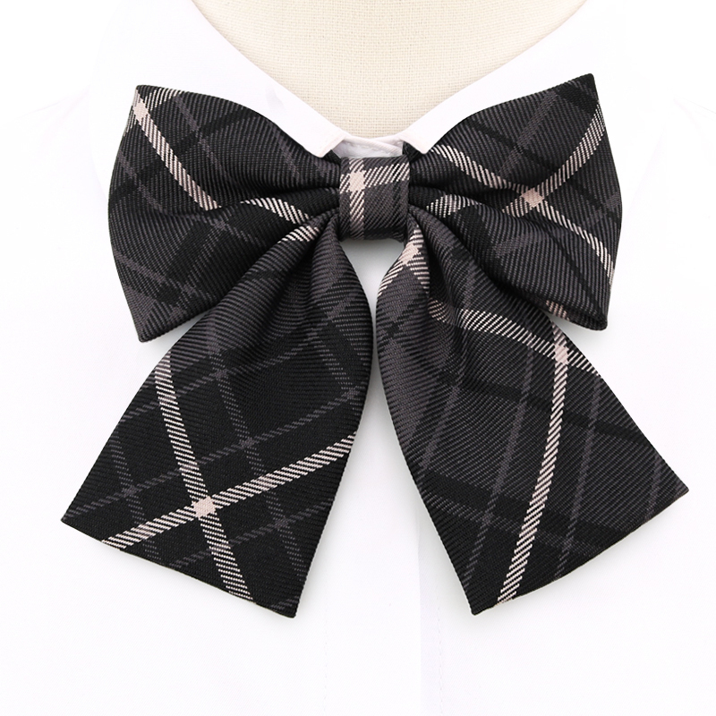 盛世尼曼日系黑色格子jk领结领带女学院风毕业照蝴蝶结衬衫ins水手服