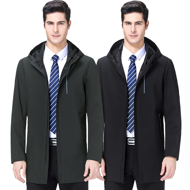 专柜品牌中长款风衣男潮2023冬季新款男士休闲风衣男士外套秋冬款纯色