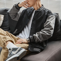 唐狮棒球子撞色拼接外套外套男秋季棒球服外套男男士休闲外套