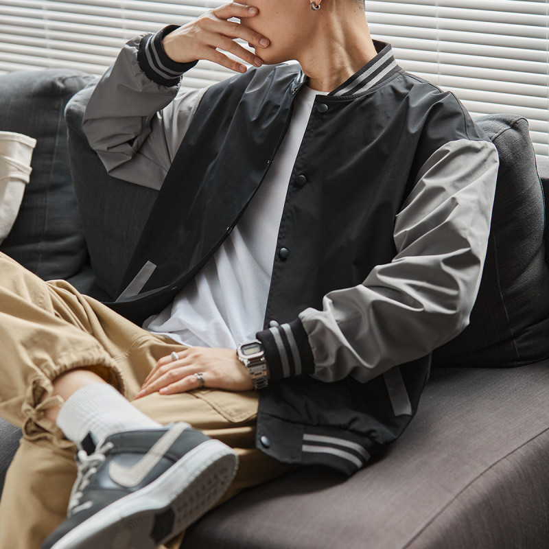 唐狮棒球子撞色拼接外套外套男秋季棒球服外套男男士休闲外套
