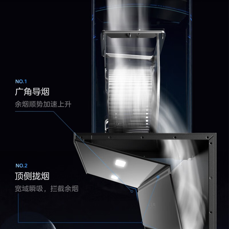 美的(Midea)抽油烟机7字型CXW-300-YZ21M家用大吸力顶侧双吸式抽烟机烟灶联动 双吸直排