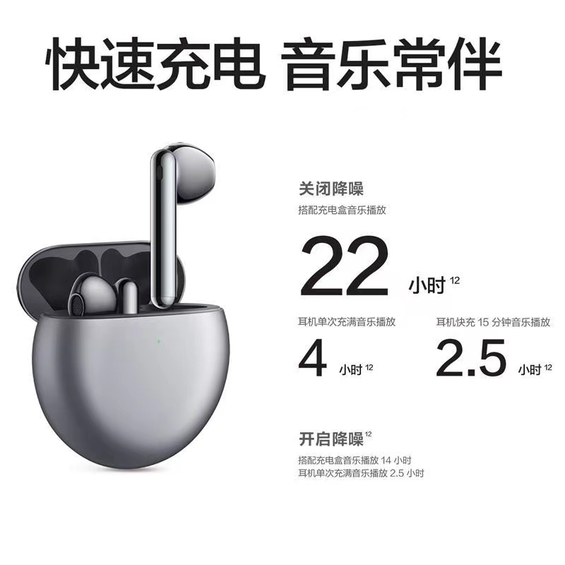 华为/HUAWEI FreeBuds 4E 无线主动降噪耳机 半入耳式 陶瓷白 一副高清大图