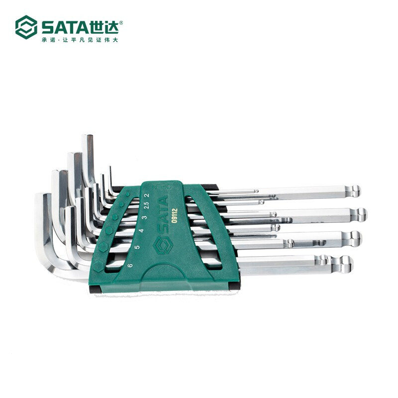 世达(SATA) 09112 加长球头内六角扳手组套高清大图
