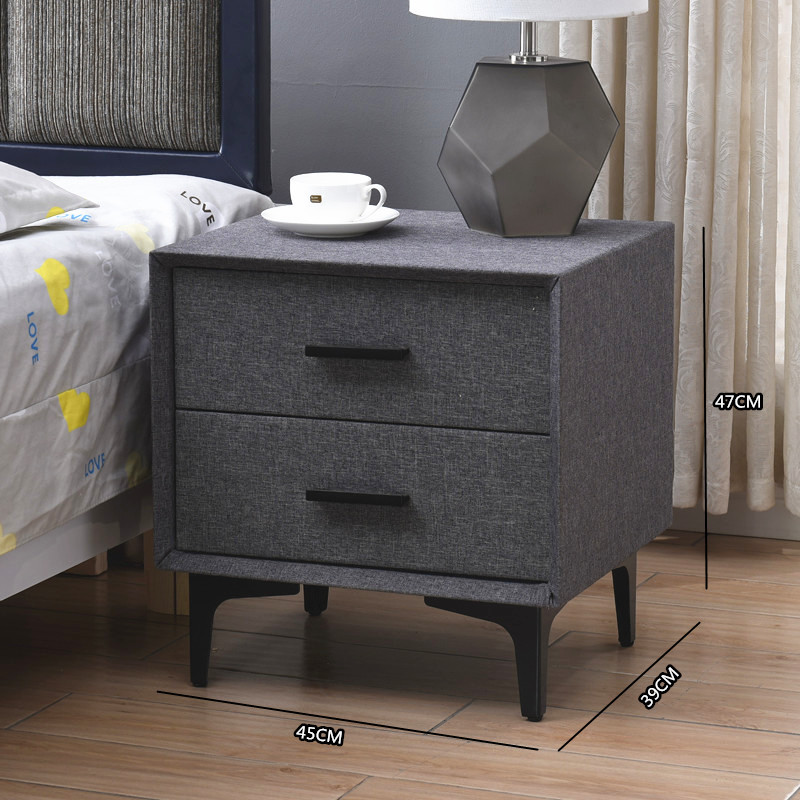 皇豹布艺床头柜现代简约储物柜整装简易迷你卧室收纳皮艺床边欧式小柜