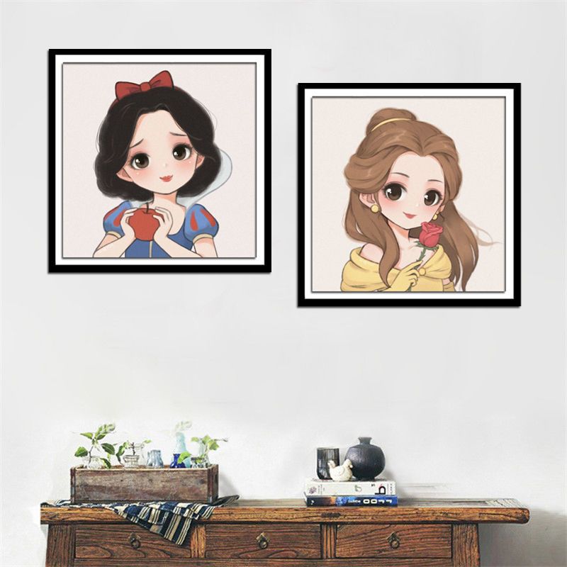 钻石画小幅满钻卡通可爱迪士尼公主头像学生儿童手工贴钻十字绣a款