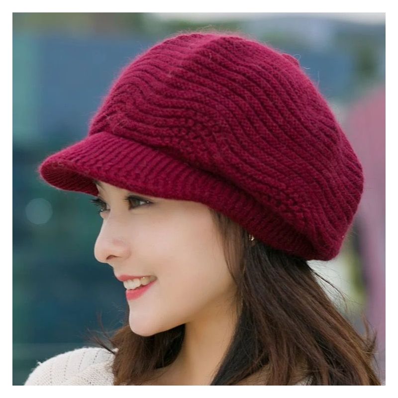 帽子女冬季韩版针织毛线帽女士秋冬天时尚保暖鸭舌帽中老年兔毛帽