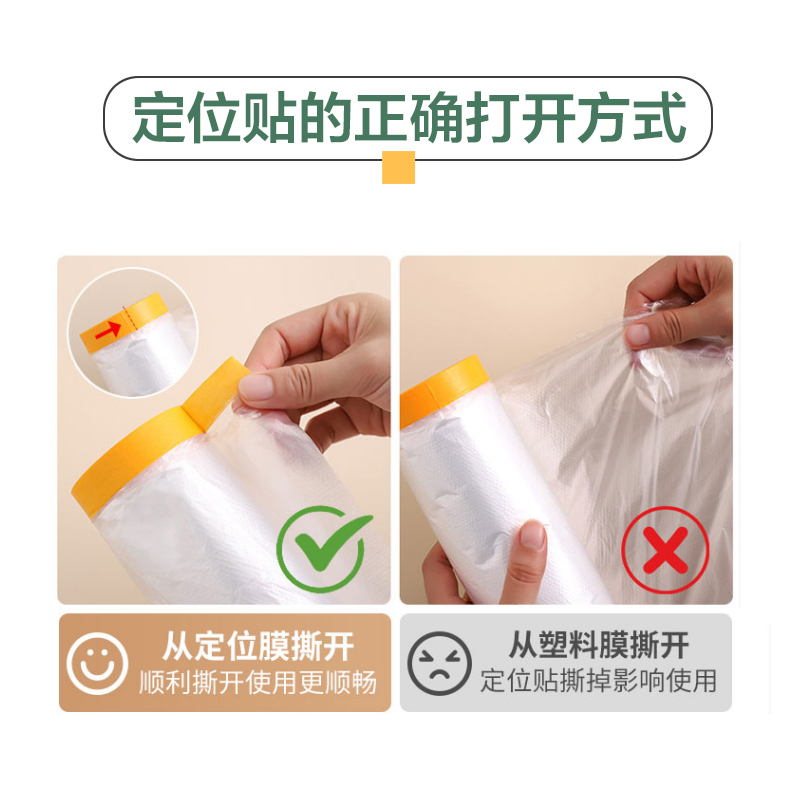 壹志一次性防尘膜防尘罩透明塑料膜汽车喷漆装修家具保护膜遮蔽膜床沙发遮盖防灰布盖布桌布灯具防灰尘膜罩定位贴1.5米x20米高清大图