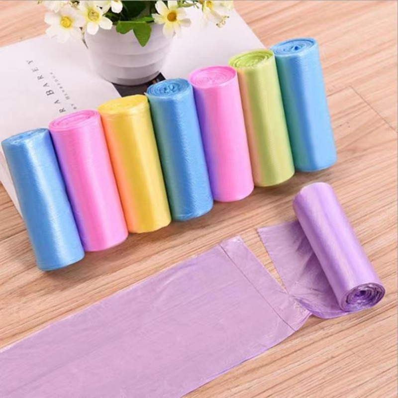 加厚垃圾袋子平口式宿舍家用手提袋厕所彩色一次性黑色塑料袋批发高清大图