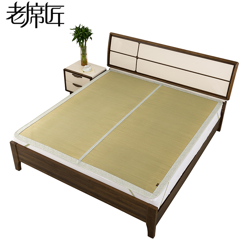 老席匠凉席 天然蔺草席子加厚蔺草席折叠纯色席子凉席套件空调席