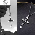 JiMi新款项链男女ins潮情侣蹦迪吊坠个生嘻哈男士配饰J蹦 黑色十字架项链龙骨链+侧身链