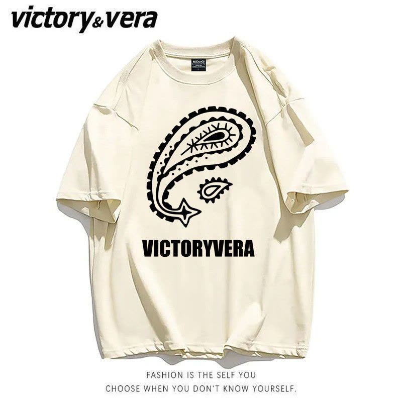 VICTORYVERA白色短袖t恤女夏装2022新款宽松百搭学生印花半袖上衣图片