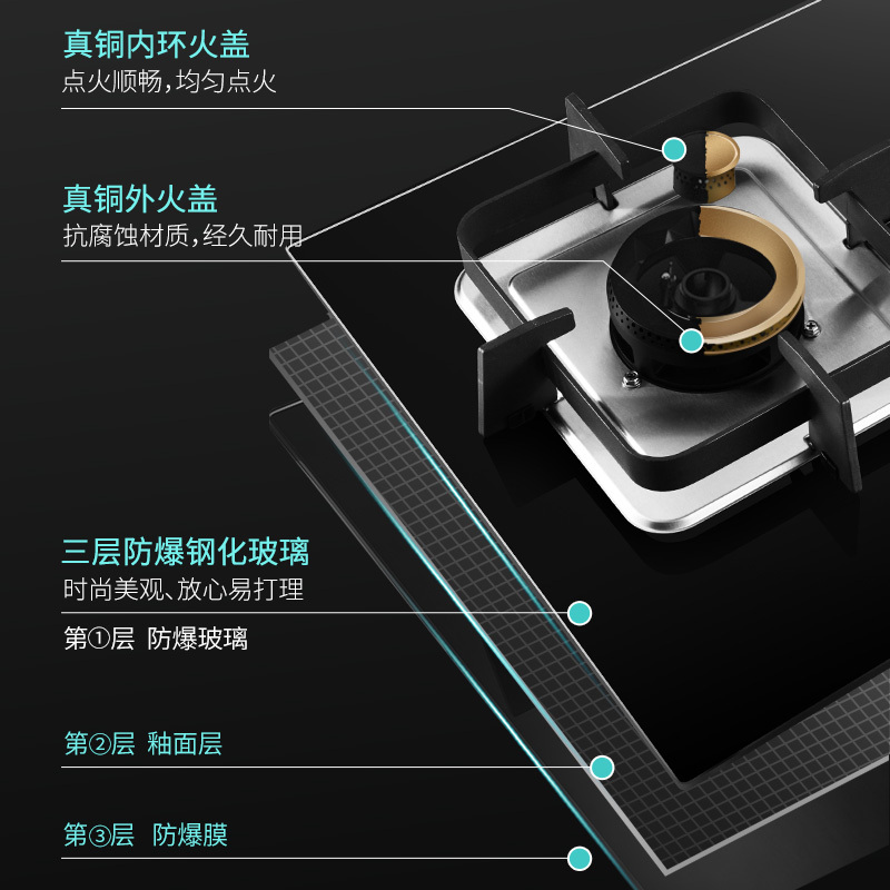 四季沐歌燃气灶双灶煤气灶家用天然气灶台式液化气嵌入式猛火炉具 5.2kw 天然气